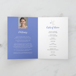 Memorial service funeral dove blue rose photo programme