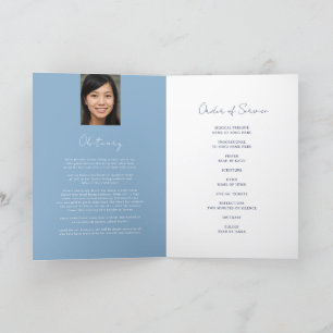 Memorial service funeral heart oval photo blue programme