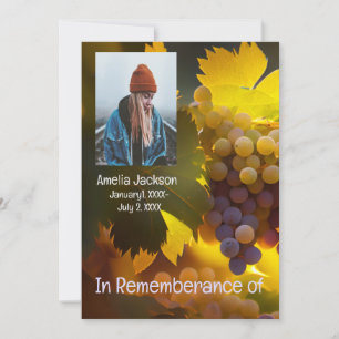 Memorial Service Grapes Vineyard Wine Country Invitation
