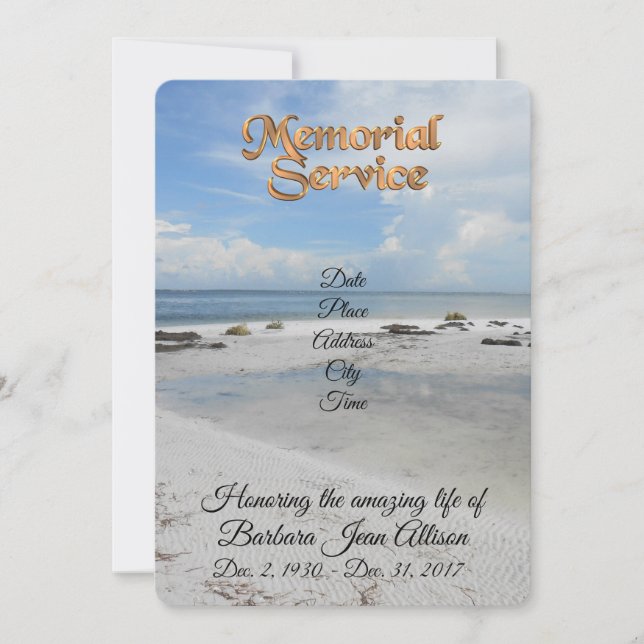 Memorial Service invitation beach (Front)