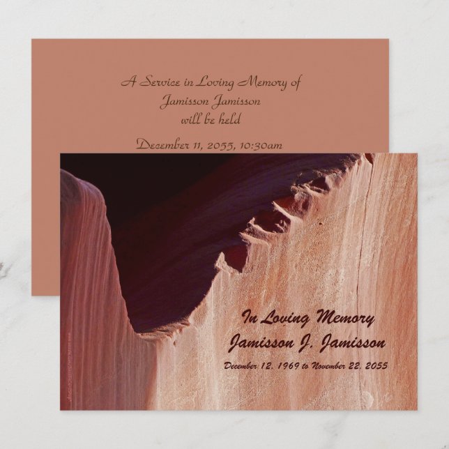 Memorial Service Invitation Canyon Crosscut (Front/Back)
