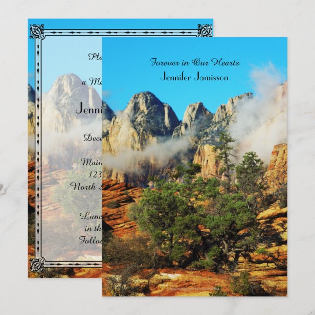 Memorial Service Invitation, Canyon with Clouds Invitation (Front/Back)