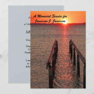 Memorial Service Invitation, Dock Pier Sunset Invitation