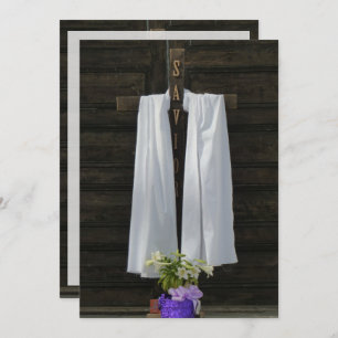 Memorial Service Invitation, Draped Cross Invitation