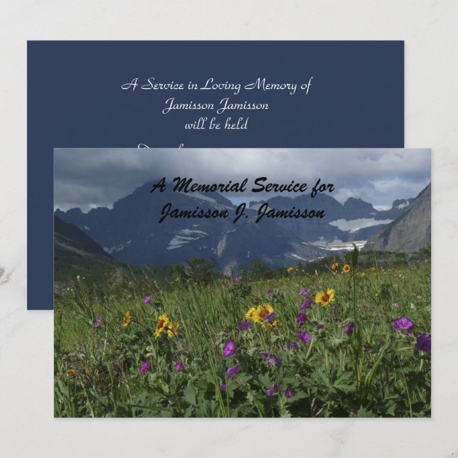 Memorial Service Invitation Mountain Wildflowers (Front/Back)