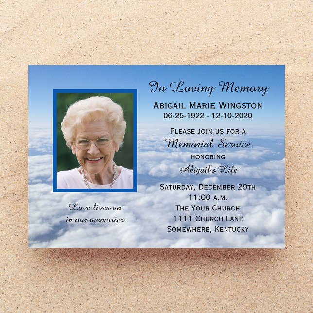 Memorial Service Invitation Photo in Clouds (Creator Uploaded)