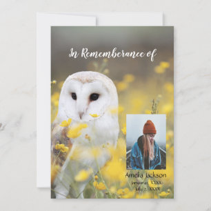 Memorial Service Invite Barn Owl Flowers