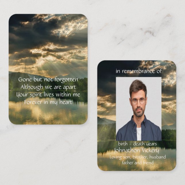 Memorial Service Invite Beautiful Lake Beach (Front/Back)