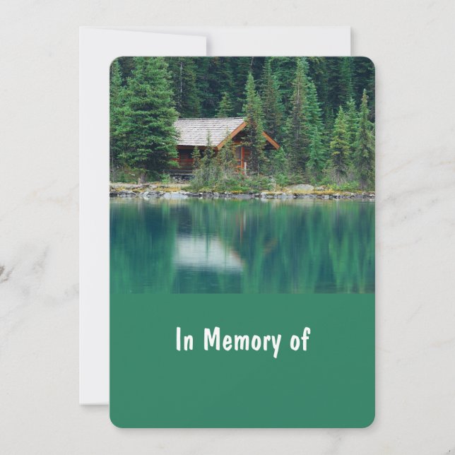 Memorial Service Invite Beautiful Lake Cabin (Front)