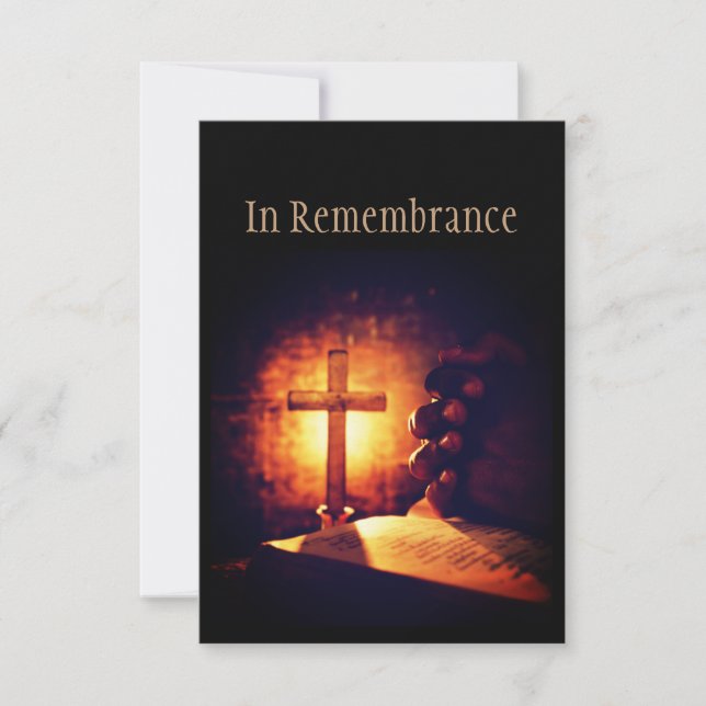 Memorial Service Invite Bible Cross Pray Christian (Front)