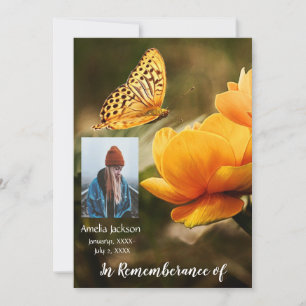 Memorial Service Invite Butterfly Garden Flower 