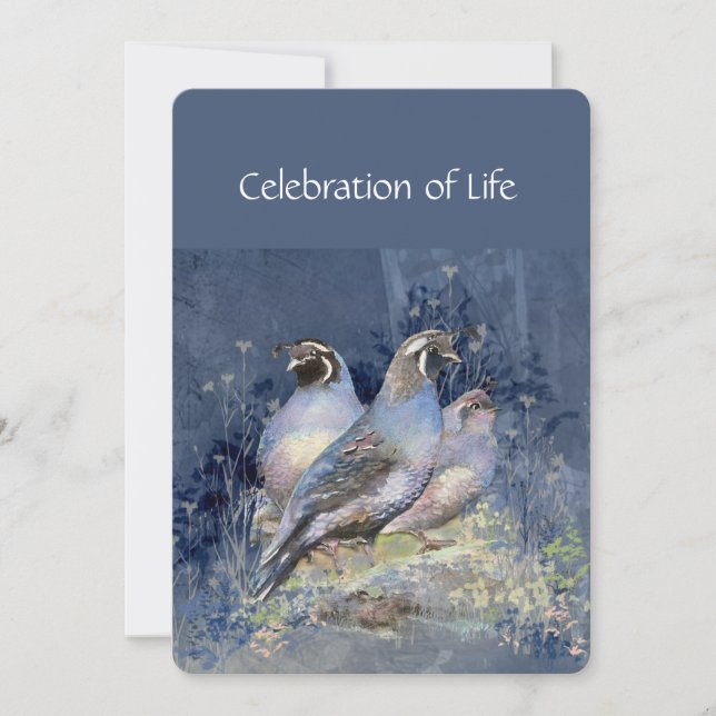 Memorial Service Invite California Quail Bird (Front)