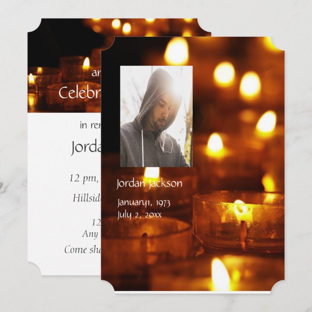 Memorial Service Invite Candles Candle Light (Front/Back)