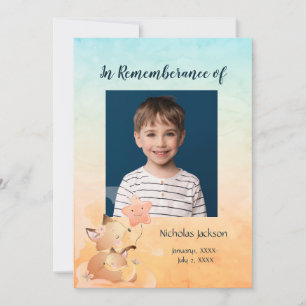 Memorial Service Invite Children Cute Fox Art