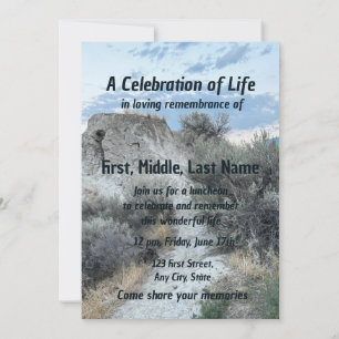 Memorial Service Invite Desert Mountain Walk Trail