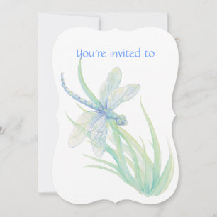 Memorial Service Invite Dragonfly Watercolor Art
