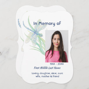 Memorial Service Invite Dragonfly Watercolor Art