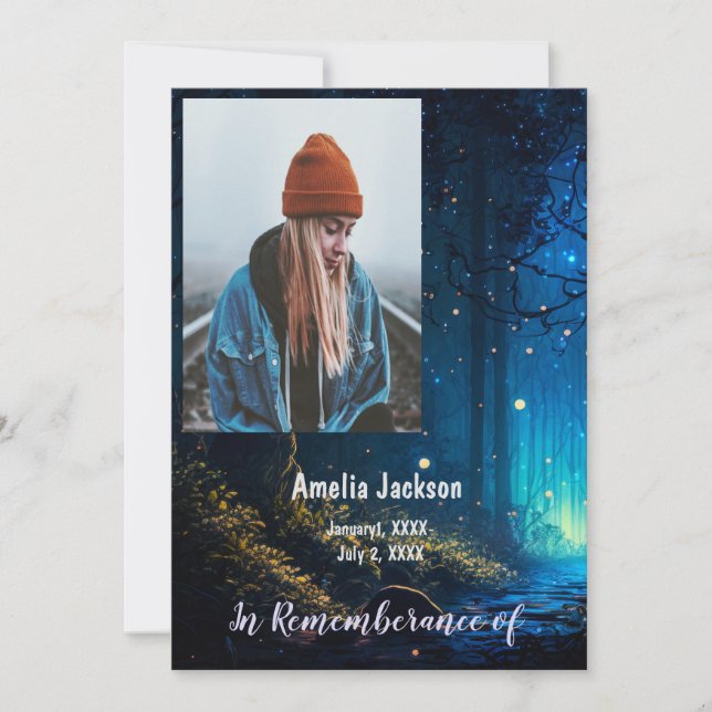 Memorial Service Invite Firefly Lightning Bug  (Front)