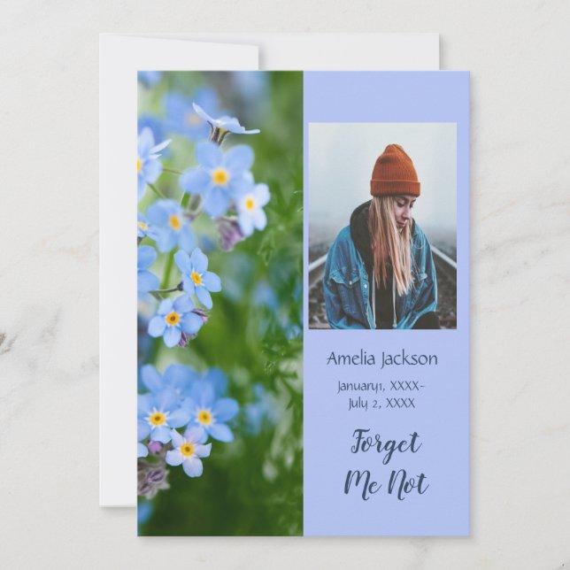 Memorial Service Invite Forget-Me-Not Flowers (Front)