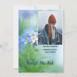 Memorial Service Invite Forget-Me-Not Flowers