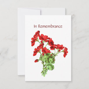 Memorial Service Invite Geranium Flower Art