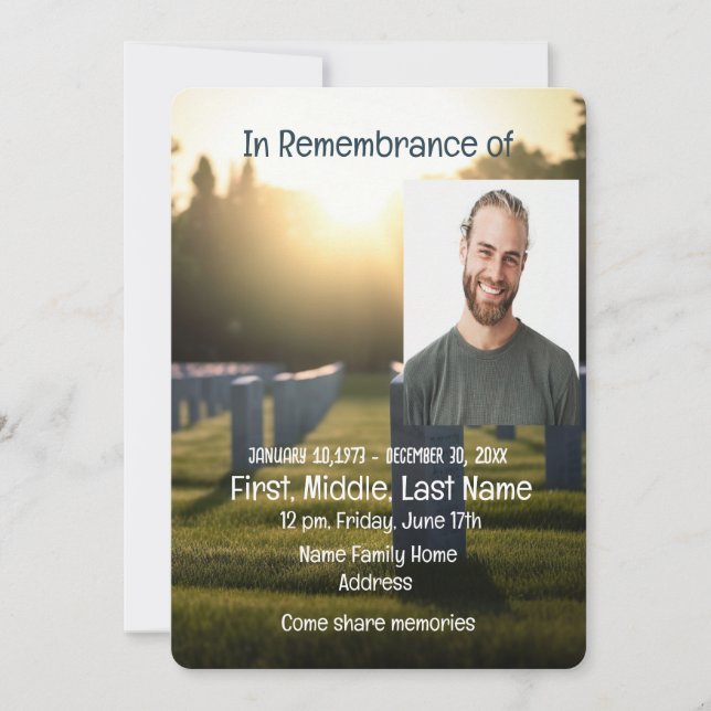 Memorial Service Invite Graveyard Tombstones  (Front)