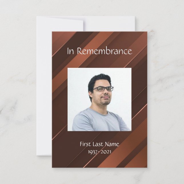 Memorial Service Invite Masculine Gold Brown (Front)