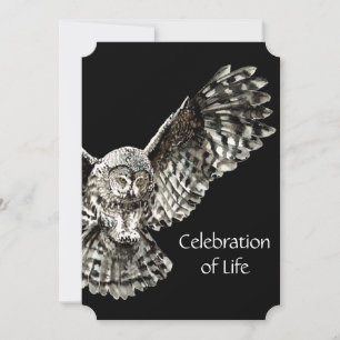 Memorial Service Invite Masculine Owl Bird Art