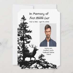 Memorial Service Invite Masculine Stag Deer Art