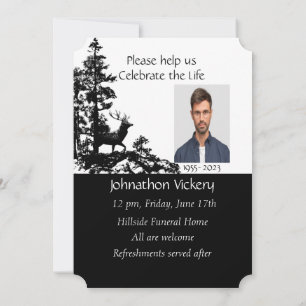 Memorial Service Invite Masculine Stag Deer Art