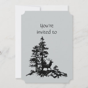 Memorial Service Invite Masculine Stag Deer Art