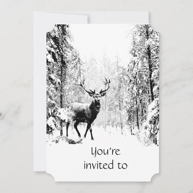 Memorial Service Invite Masculine Stag Deer Art (Front)