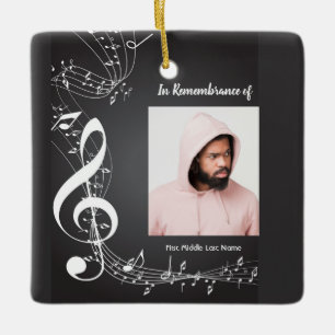 Memorial Service Invite Music Notes background Ceramic Ornament