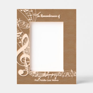 Memorial Service Invite Music Notes background Etched Frames