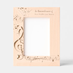 Memorial Service Invite Music Notes background Etched Frames