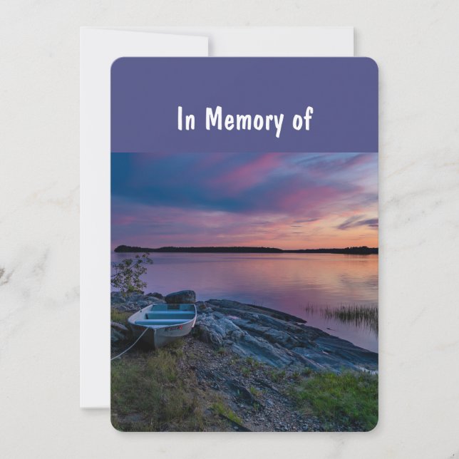 Memorial Service Invite Ocean Sunset Boat  (Front)