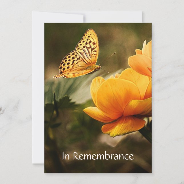 Memorial Service Invite Orange Garden Butterfly  (Front)