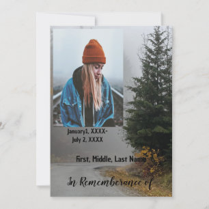 Memorial Service Invite Road Fog Autumn Leaves