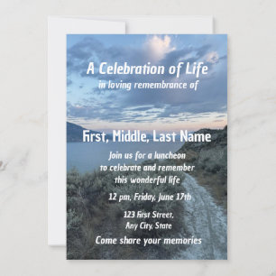 Memorial Service Invite Sea Ocean Lake Waves