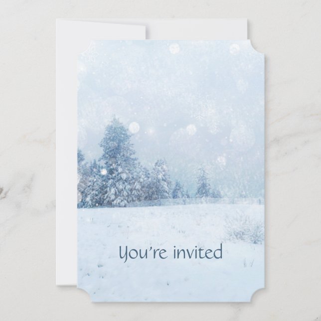 Memorial Service Invite Snow Forest Winter Trees (Front)