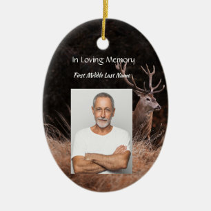 Memorial Service Invite Stag Deer Outdoorsman Ceramic Tree Decoration