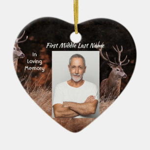 Memorial Service Invite Stag Deer Outdoorsman Ceramic Tree Decoration