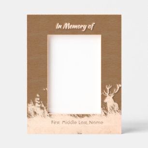 Memorial Service Invite Stag Deer Outdoorsman Etched Frames