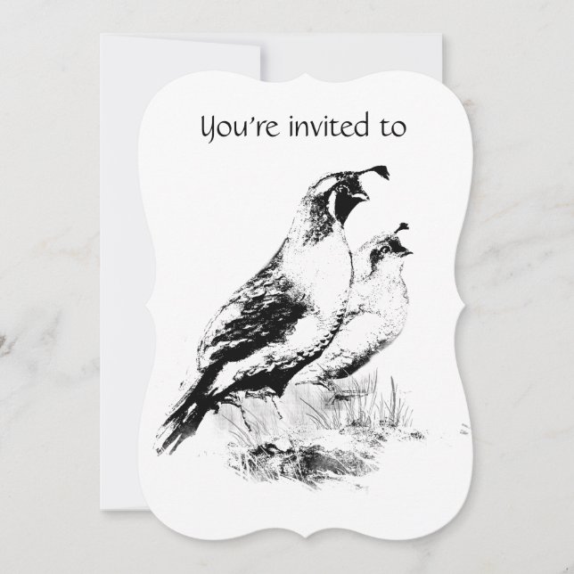 Memorial Service Invite Vintage California Quail (Front)