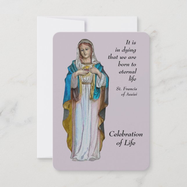 Memorial Service Invite Virgin Mary to Customize (Front)