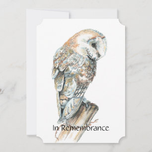 Memorial Service Invite Watercolor Barn Owl