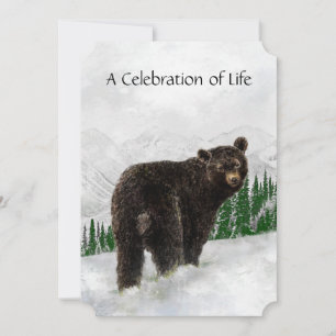 Memorial Service Invite Watercolor Black Bear