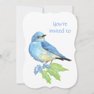 Memorial Service Invite Watercolor Bluebird Bird