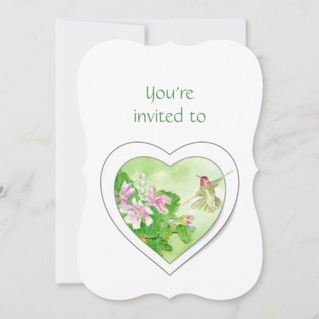 Memorial Service Invite Watercolor Hummingbird (Front)