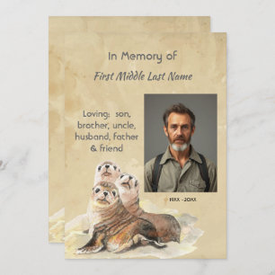 Memorial Service Invite Watercolor Seals Animals
